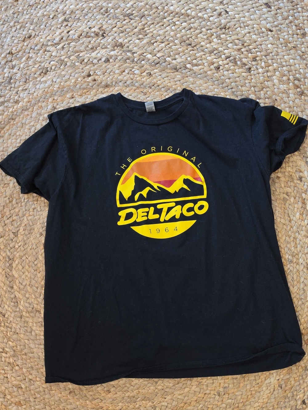 Adult Black Graphic Tee - Yellow & Orange Logo